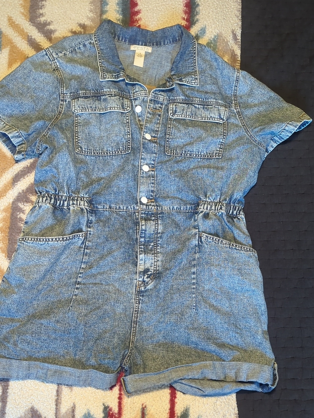 Torrid FESTI Denim Short Sleeve One-Piece Romper - Blue 2XL-